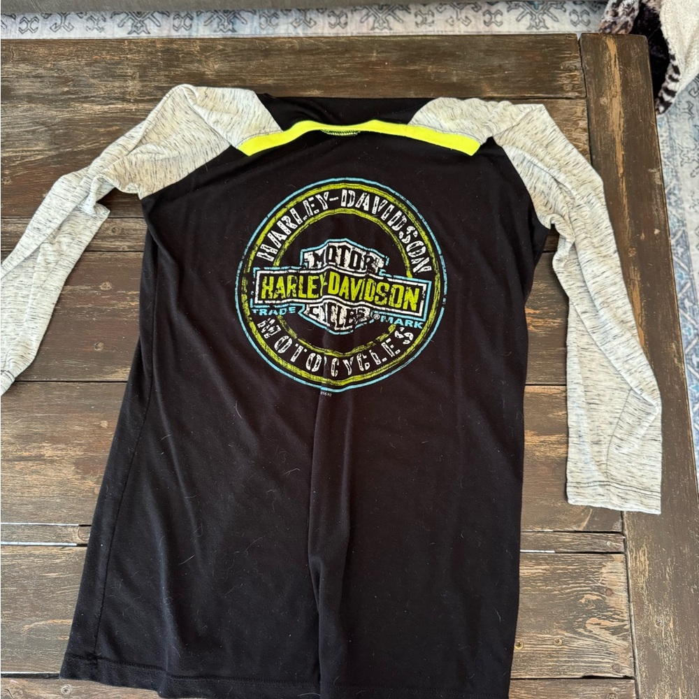 Harley-Davidson Black and Gray 3/4 Sleeve Tee